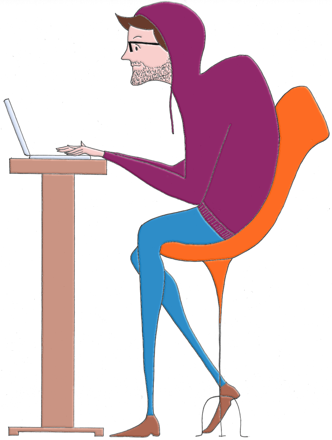 Drawing of a me working on a pc
